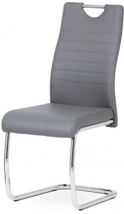 Jídelní židle koženka šedá / chrom DCL-418 GREY